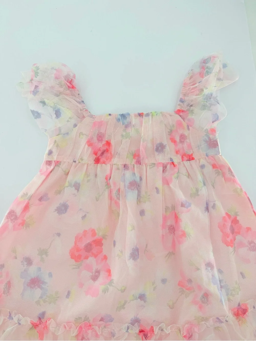 GAP Day Dress in Off-White/Pink/Multi-Coloured, airy tulle dress size XS 4-5